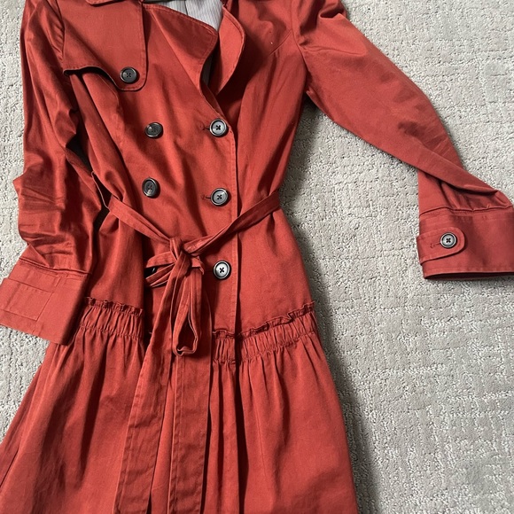 Elle Jackets & Blazers - Unique Rust Double-Breasted Trench Coat